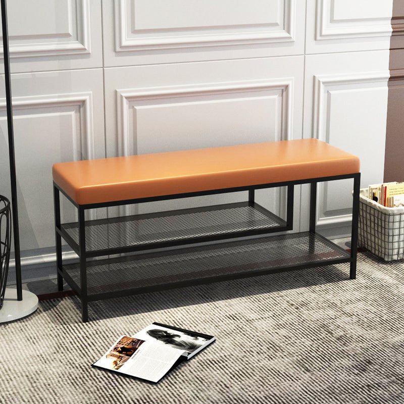 12.6 Inch Wide Seating Bench Modern Metal Cushioned Entryway Bench Clearhalo 'Benches' 'Chairs & Seating' 'furn' 'furn_benches' 'Furniture' 'Living Room Furniture' 6089658