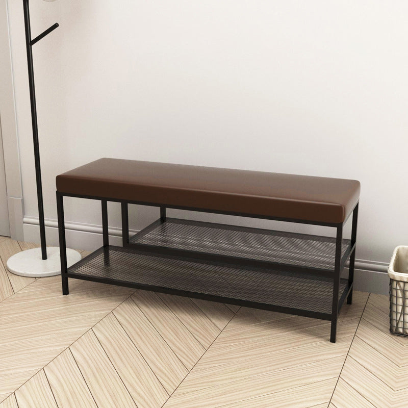 12.6 Inch Wide Seating Bench Modern Metal Cushioned Entryway Bench Clearhalo 'Benches' 'Chairs & Seating' 'furn' 'furn_benches' 'Furniture' 'Living Room Furniture' 6089661