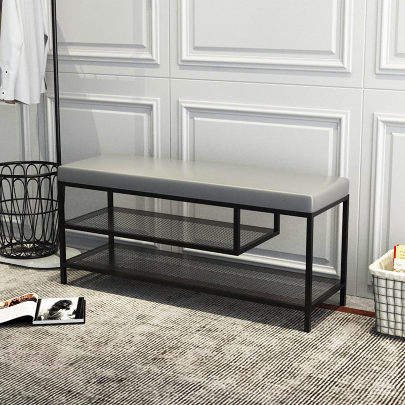 12.6 Inch Wide Seating Bench Modern Metal Cushioned Entryway Bench Clearhalo 'Benches' 'Chairs & Seating' 'furn' 'furn_benches' 'Furniture' 'Living Room Furniture' 6089663