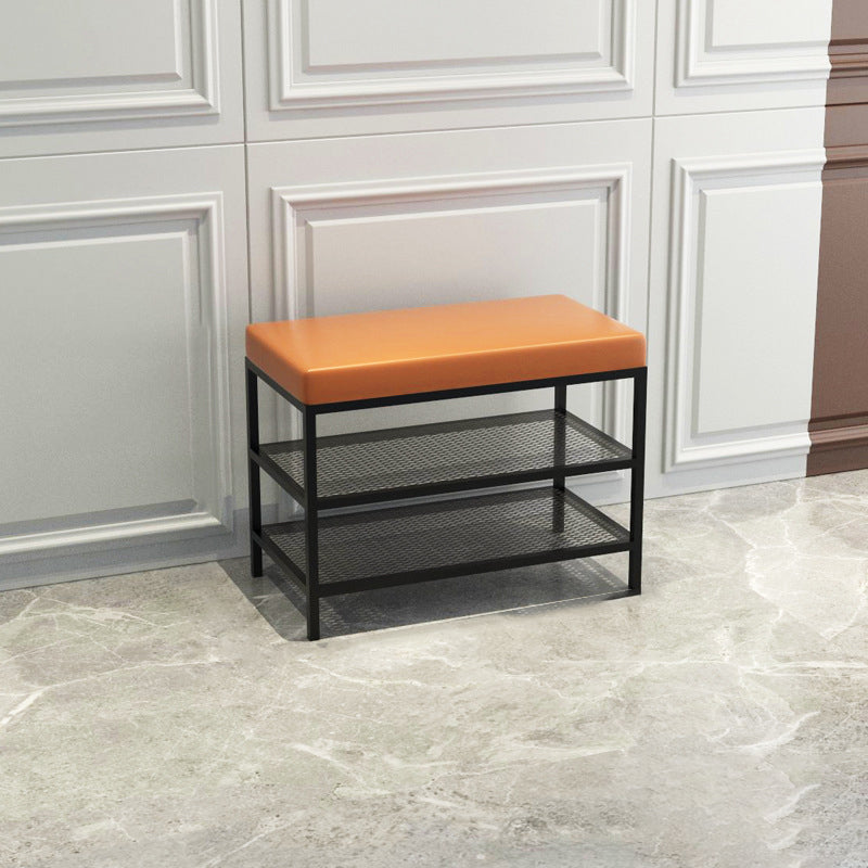 12.6 Inch Wide Seating Bench Modern Metal Cushioned Entryway Bench 24"L x 13"W x 18"H Orange Clearhalo 'Benches' 'Chairs & Seating' 'furn' 'furn_benches' 'Furniture' 'Living Room Furniture' 6089666