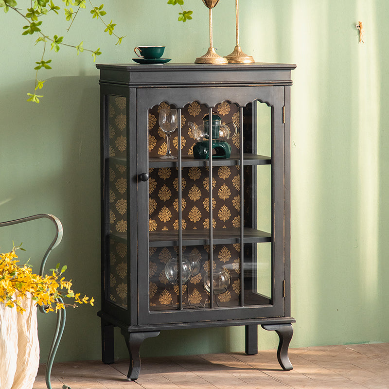 モダンな木質のキャビネットガラスのドアリビングルーム用のドア付きストレージキャビネット
