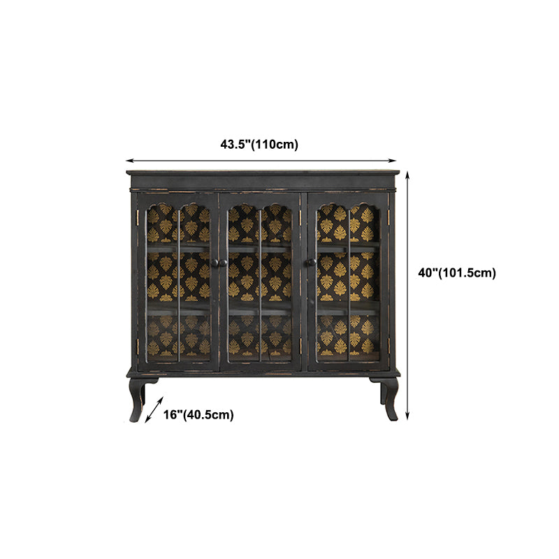 モダンな木質のキャビネットガラスのドアリビングルーム用のドア付きストレージキャビネット