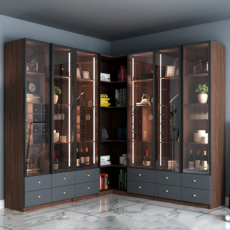 モダンな木製ディスプレイスタンドガラスドアリビングルーム用の収納キャビネット