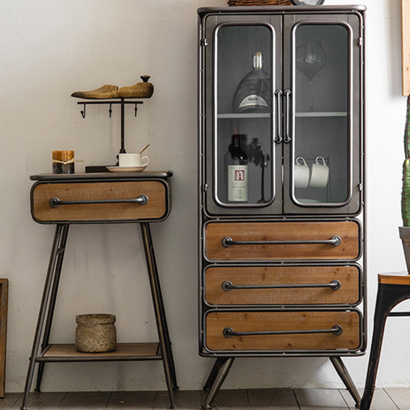 Modern Metal Display Stand Glass Doors Display Cabinet with Door for Living Room Clearhalo 'Display & China Cabinets' 'display_china_cabinets' 'furn' 'furn_display_china_cabinets' 'Furniture' 'Kitchen & Dining Furniture' 6089772