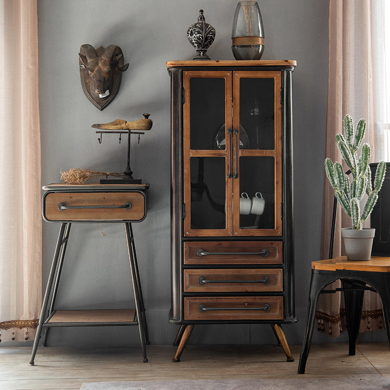 Modern Metal Display Stand Glass Doors Display Cabinet with Door for Living Room Clearhalo 'Display & China Cabinets' 'display_china_cabinets' 'furn' 'furn_display_china_cabinets' 'Furniture' 'Kitchen & Dining Furniture' 6089775