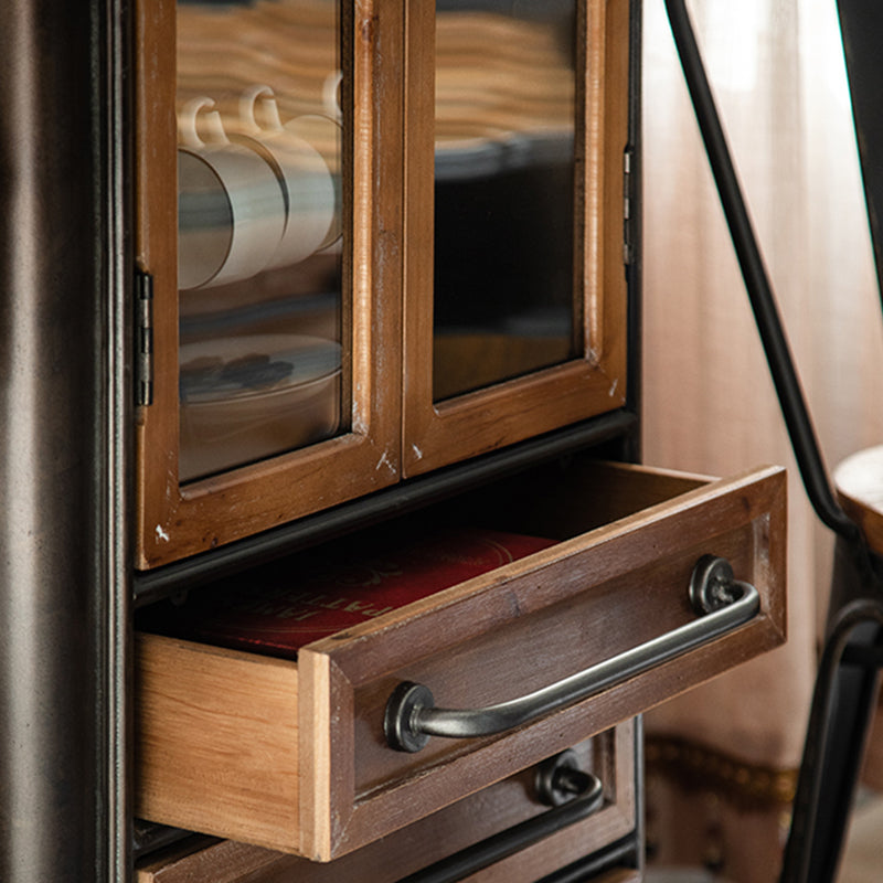 Modern Metal Display Stand Glass Doors Display Cabinet with Door for Living Room Clearhalo 'Display & China Cabinets' 'display_china_cabinets' 'furn' 'furn_display_china_cabinets' 'Furniture' 'Kitchen & Dining Furniture' 6089779