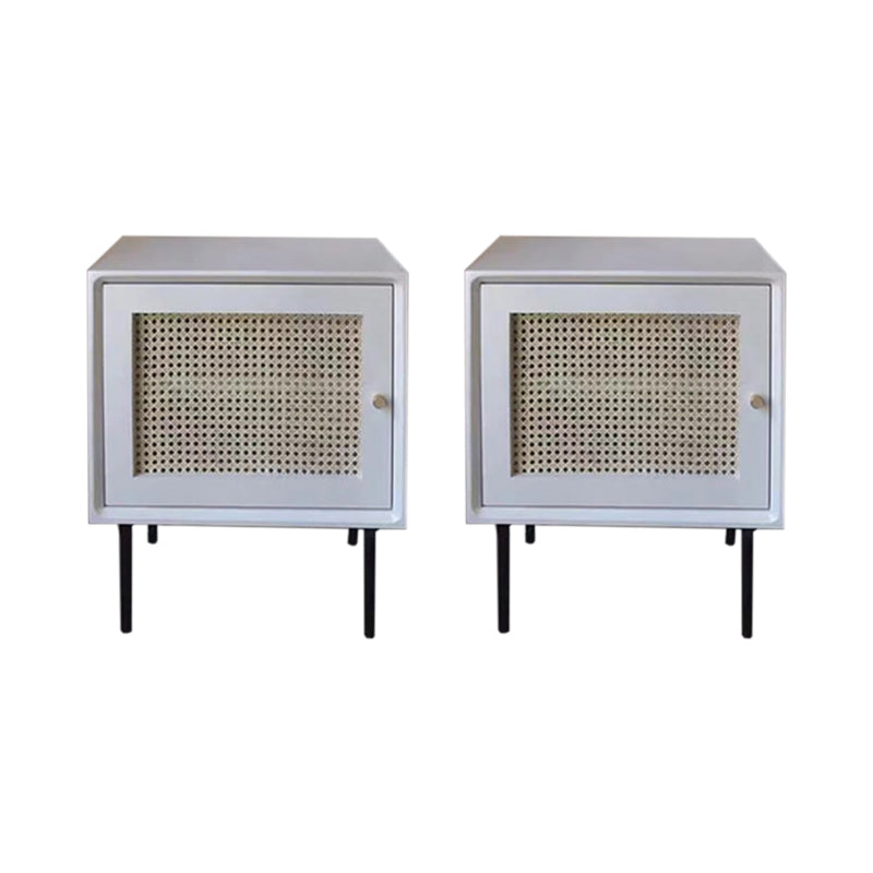 Solid Wood Bed Nightstand Contemporary Night Table with Cabinets White 2 Piece Set Left Clearhalo 'Bedroom Furniture' 'furn' 'furn_night_stand' 'Furniture' 'night_stand' 'Nightstands' 6089855