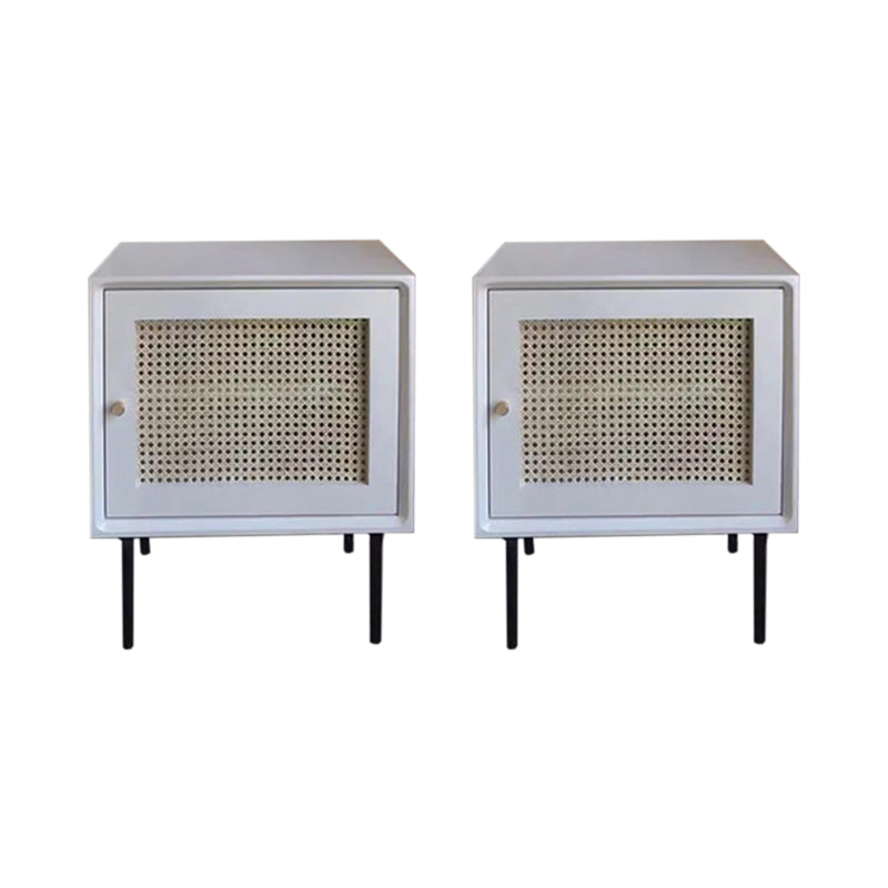 Solid Wood Bed Nightstand Contemporary Night Table with Cabinets White 2 Piece Set Right Clearhalo 'Bedroom Furniture' 'furn' 'furn_night_stand' 'Furniture' 'night_stand' 'Nightstands' 6089858