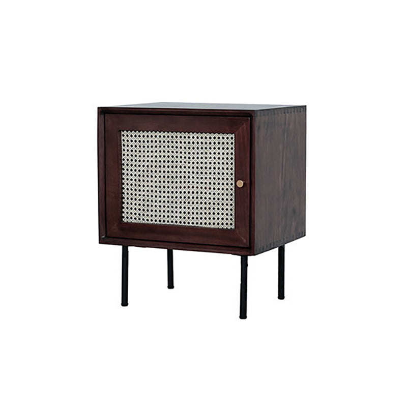 Solid Wood Bed Nightstand Contemporary Night Table with Cabinets Dark Walnut 1 Piece Left Clearhalo 'Bedroom Furniture' 'furn' 'furn_night_stand' 'Furniture' 'night_stand' 'Nightstands' 6089860