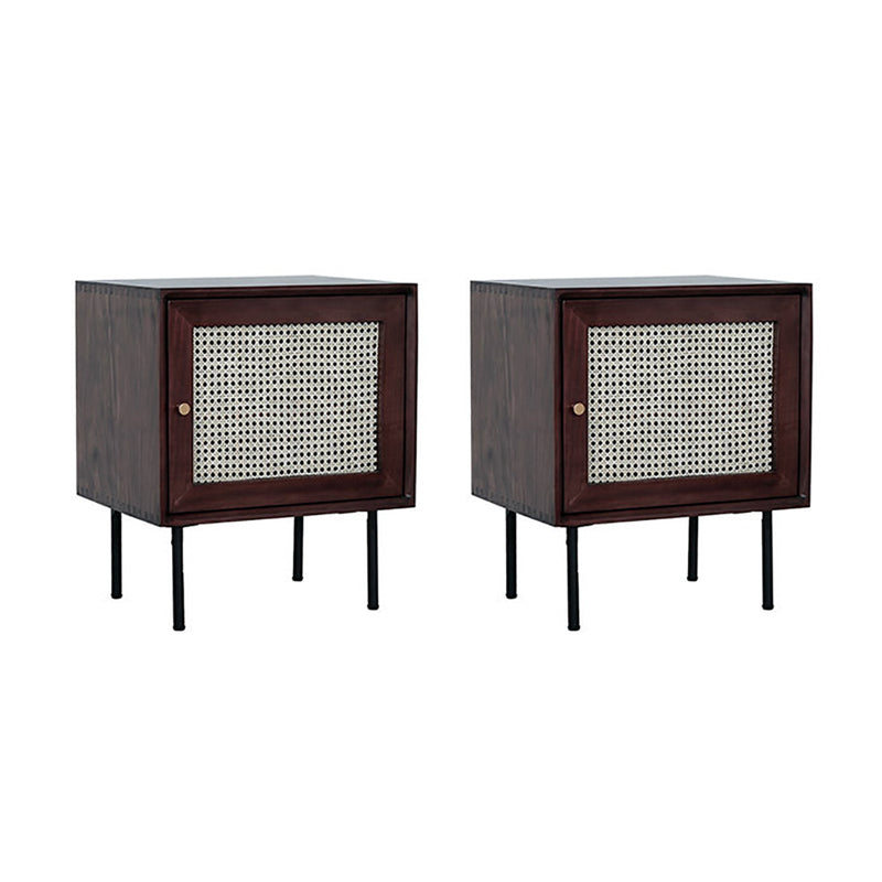 Solid Wood Bed Nightstand Contemporary Night Table with Cabinets Dark Walnut 2 Piece Set Right Clearhalo 'Bedroom Furniture' 'furn' 'furn_night_stand' 'Furniture' 'night_stand' 'Nightstands' 6089865