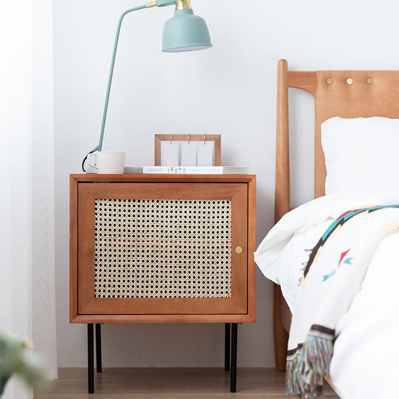 Solid Wood Bed Nightstand Contemporary Night Table with Cabinets Cherry Wood 1 Piece Left Clearhalo 'Bedroom Furniture' 'furn' 'furn_night_stand' 'Furniture' 'night_stand' 'Nightstands' 6089870