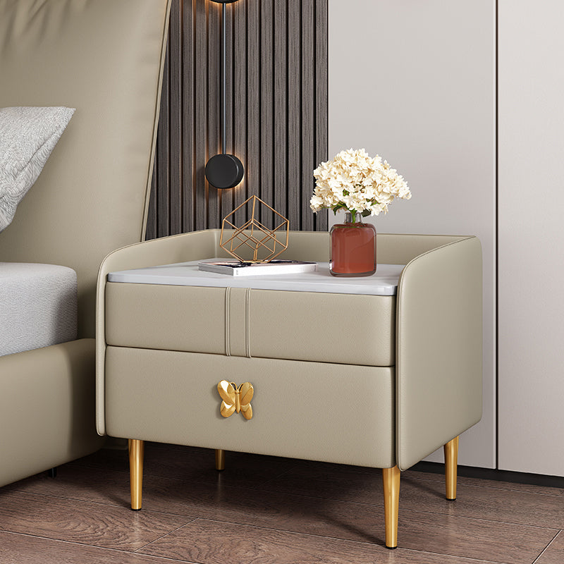 Mesa de noche moderna del gabinete de la cama y de cuero falso, 20 "L x 16" W x 20 "H