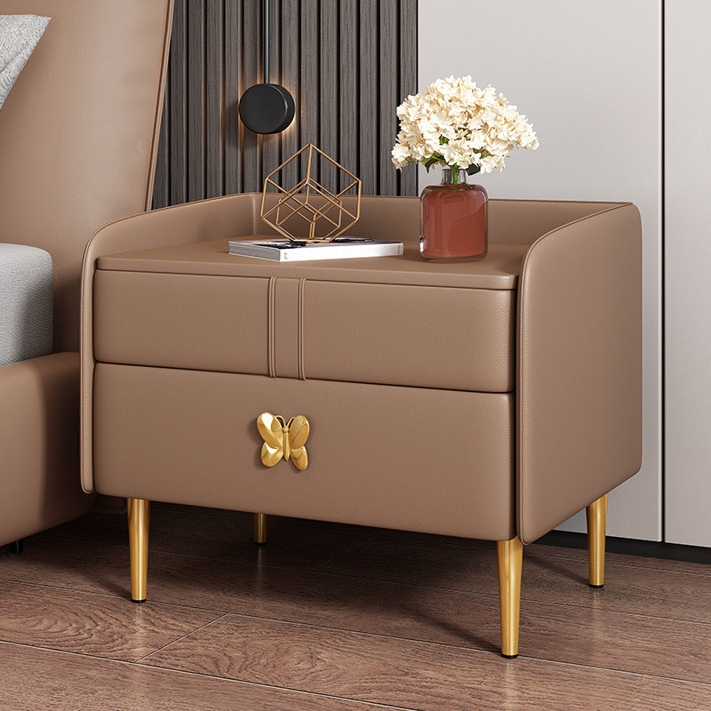 Mesa de noche moderna del gabinete de la cama y de cuero falso, 20 "L x 16" W x 20 "H