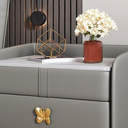 Mesa de noche moderna del gabinete de la cama y de cuero falso, 20 "L x 16" W x 20 "H