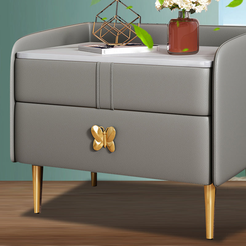 Mesa de noche moderna del gabinete de la cama y de cuero falso, 20 "L x 16" W x 20 "H