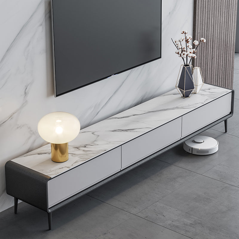 Modern Stone TV Media Stand 16" W Enclosed Storage TV Stand Console with Drawers Clearhalo 'furn' 'furn_tv_stands_entertainment_centers' 'Furniture' 'Living Room Furniture' 'TV Stands & Entertainment Centers' 'TV Stands & Media Storage Furniture' 'tv_stands_entertainment_centers' 6090395