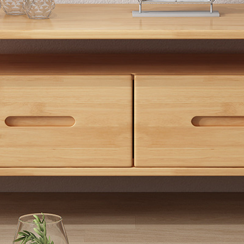 Contemporary Wood TV Stand Console Open Storage TV Media Stand with Legs for Living Room