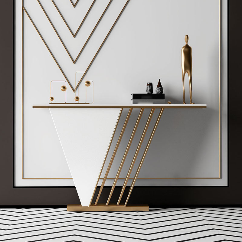 Contemporary Console Accent Table Antique Finish Console Sofa Table White Gold Clearhalo 'Console Tables' 'console_tables' 'Entry & Mudroom Furniture' 'furn' 'furn_console_tables' 'Furniture' 6090505