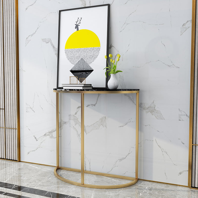 Glam Half Moon Console Accent Table Antieke afwerking Bafe -consoletafel