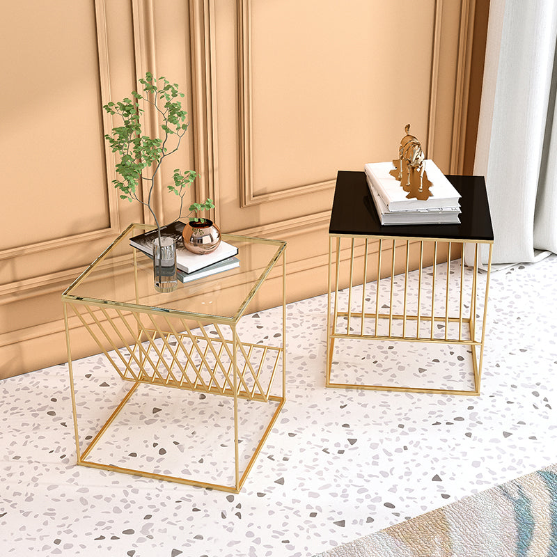 Moderne accenttafel nachtkastje glas nachttafel met planken, 19,7 "lang