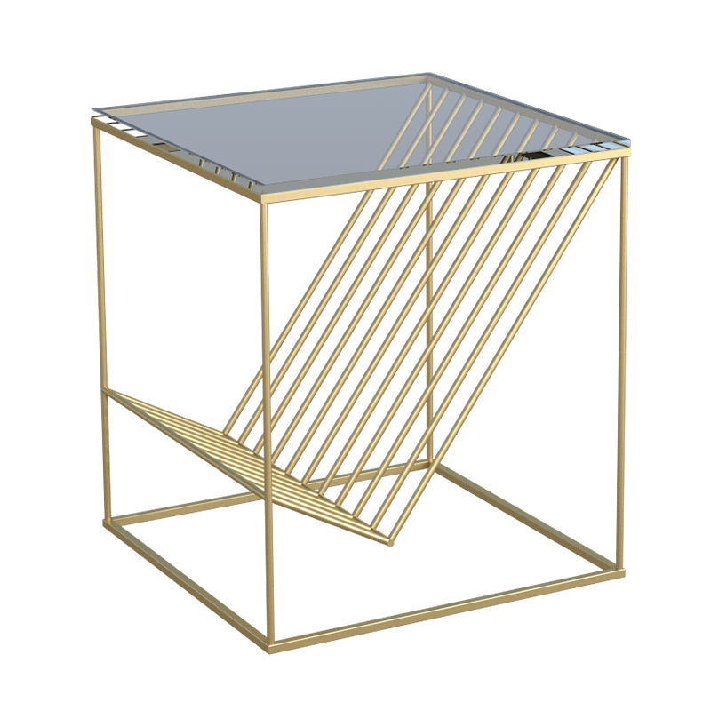 Moderne accenttafel nachtkastje glas nachttafel met planken, 19,7 "lang