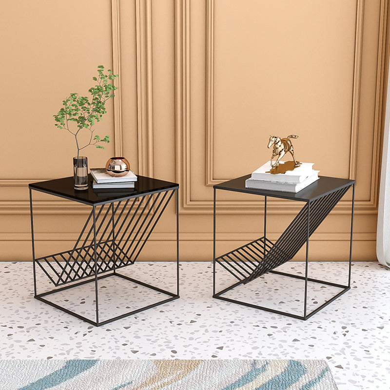 Moderne accenttafel nachtkastje glas nachttafel met planken, 19,7 "lang