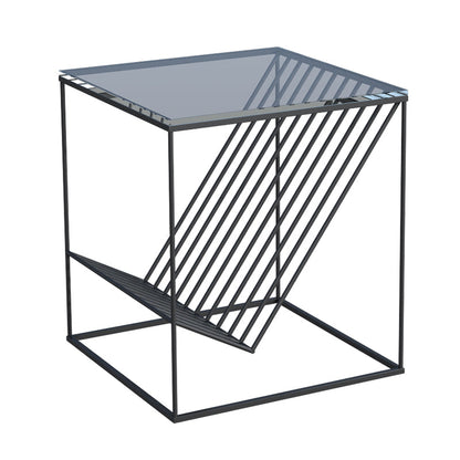 Moderne accenttafel nachtkastje glas nachttafel met planken, 19,7 "lang