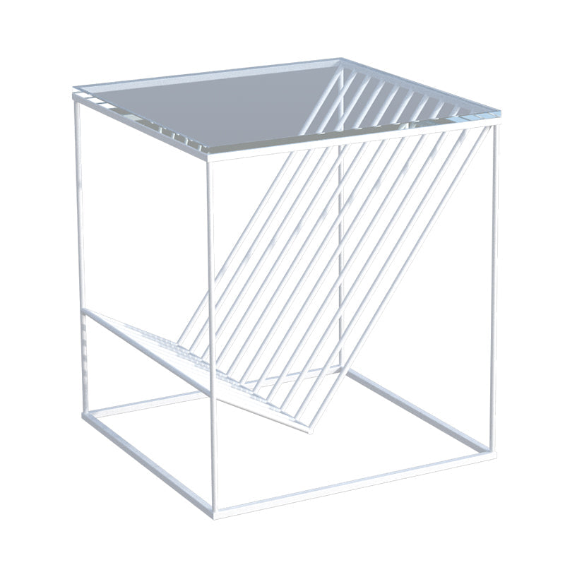 Moderne accenttafel nachtkastje glas nachttafel met planken, 19,7 "lang