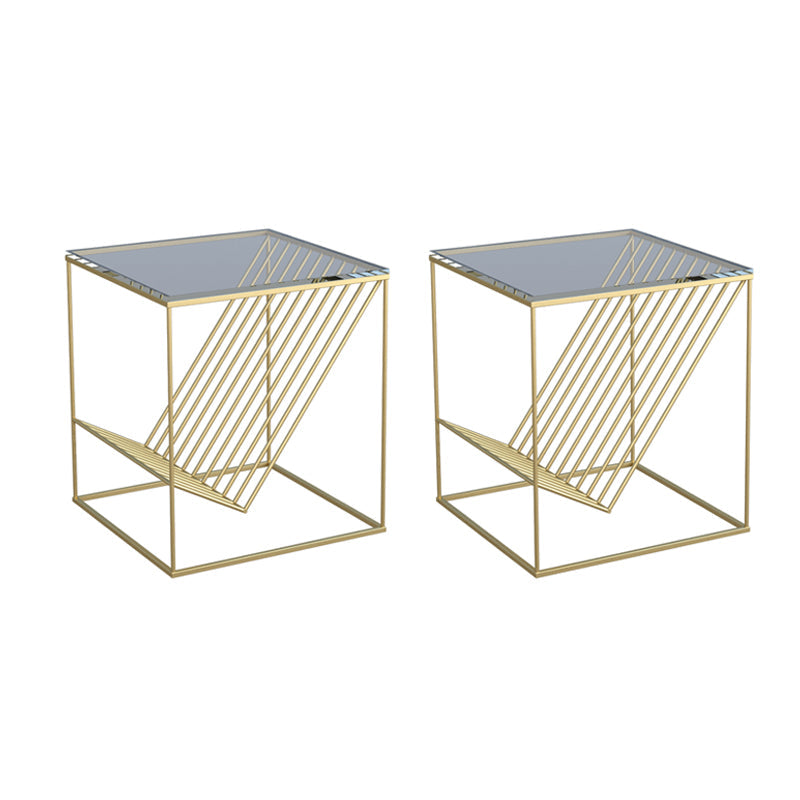 Moderne accenttafel nachtkastje glas nachttafel met planken, 19,7 "lang