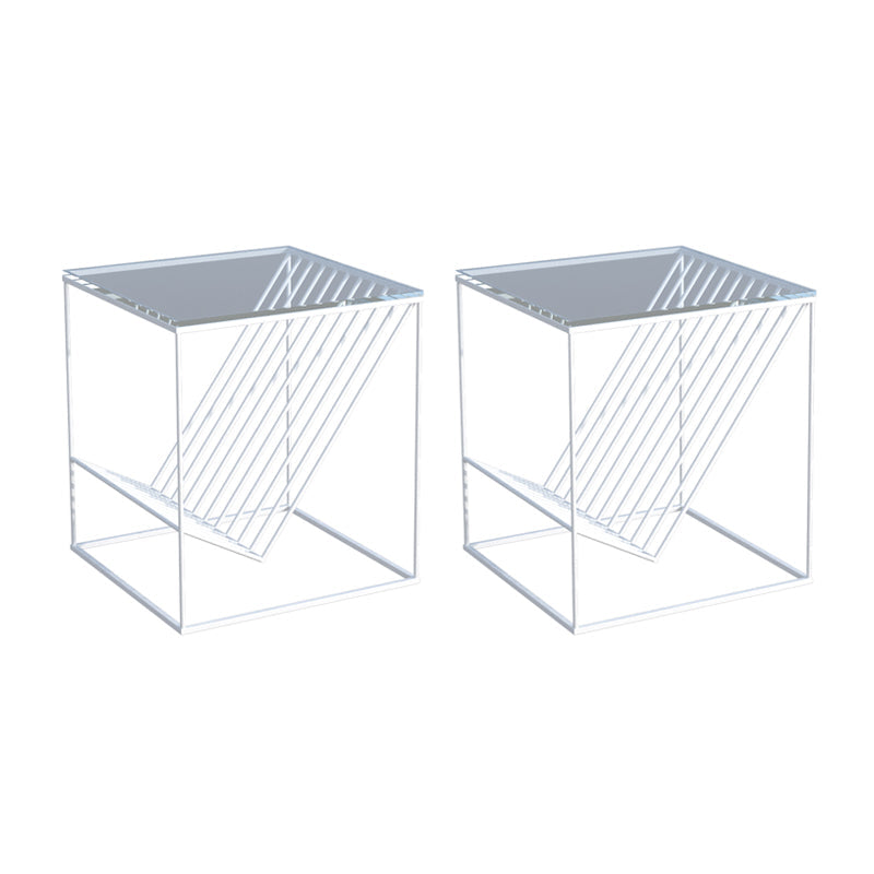 Moderne accenttafel nachtkastje glas nachttafel met planken, 19,7 "lang