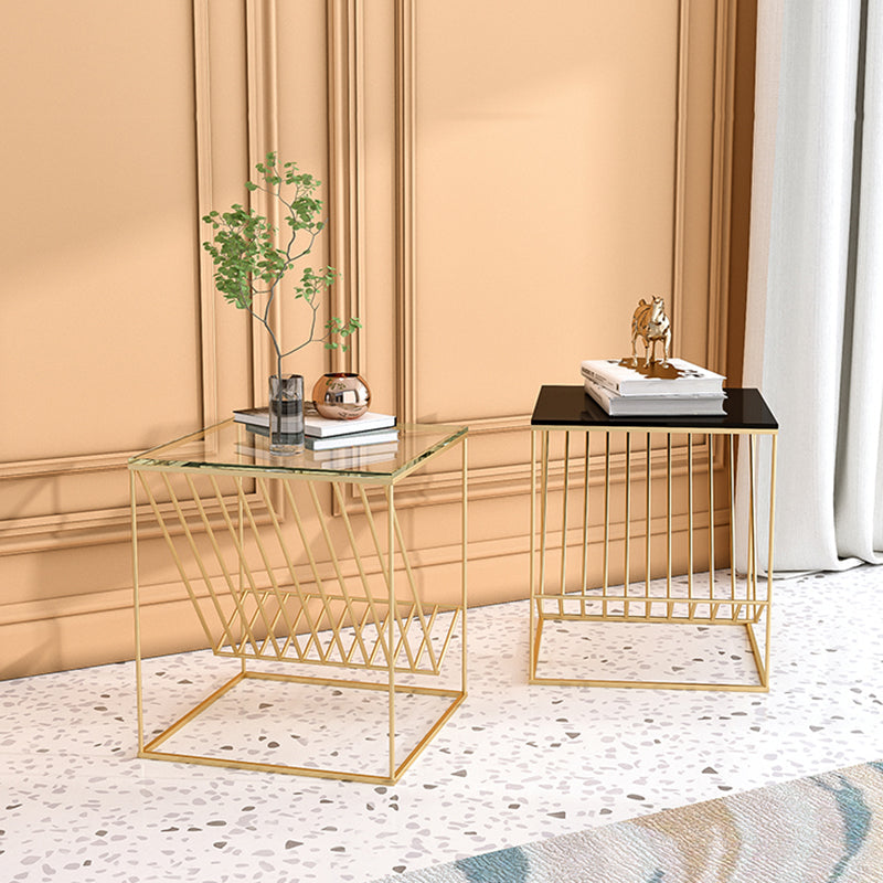 Moderne accenttafel nachtkastje glas nachttafel met planken, 19,7 "lang