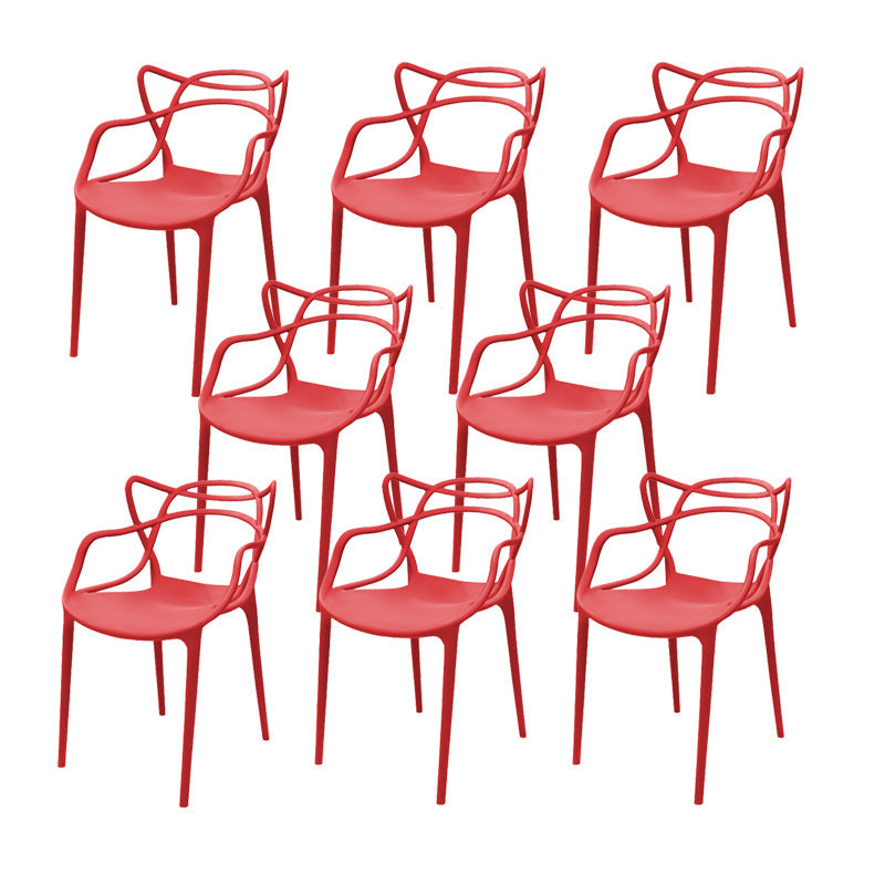 Chaise sans bras de style contemporain Plastique ouverte à l'arrière pour salle à manger