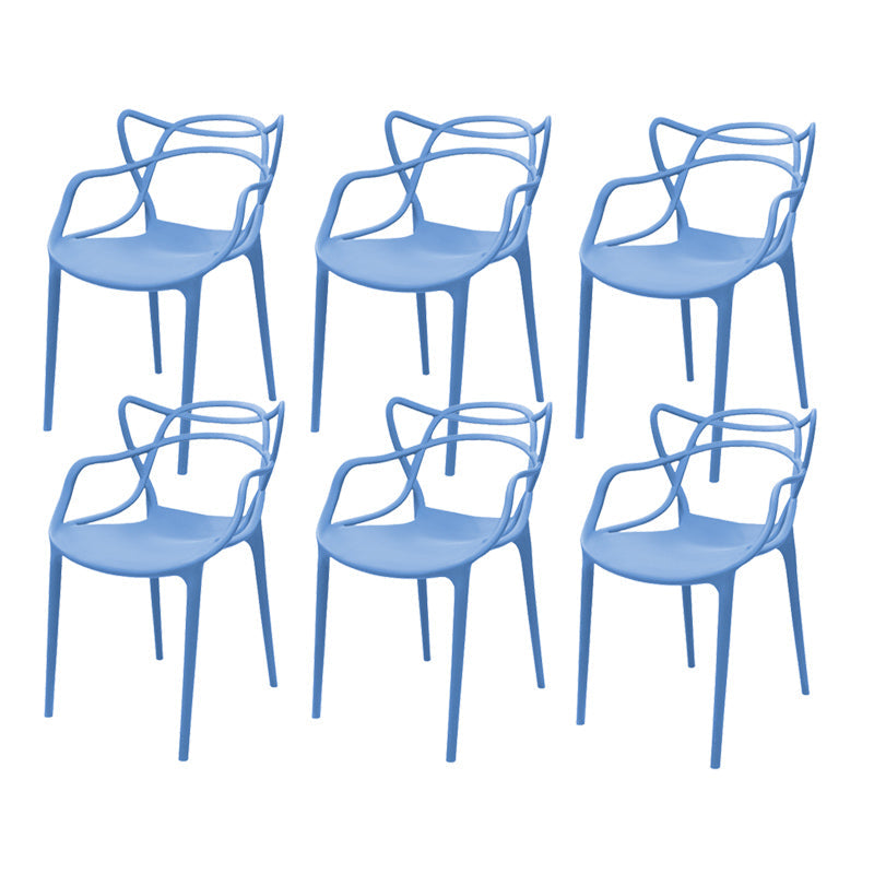 Chaise sans bras de style contemporain Plastique ouverte à l'arrière pour salle à manger