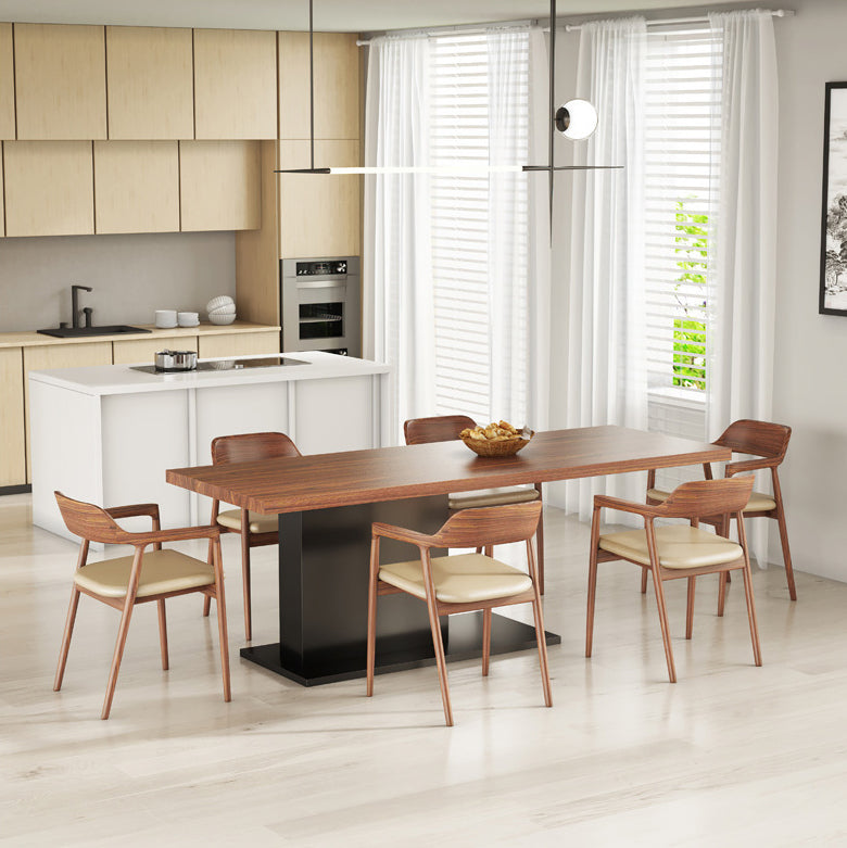 Modern Rectangle Wood Dining Table Set 1/2/5/7 Pieces Dining Set for Home Use Clearhalo 'Dining Room Sets' 'Dining Tables & Seating' 'dining_room_set' 'furn' 'furn_dining_room_set' 'Furniture' 'Kitchen & Dining Furniture' 6093704