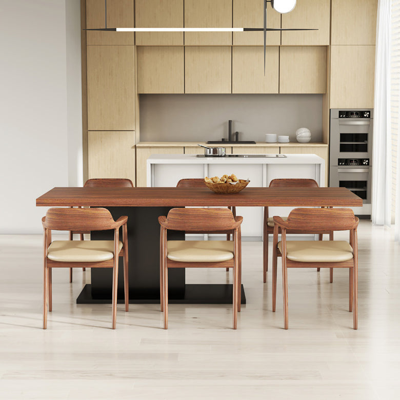 Modern Rectangle Wood Dining Table Set 1/2/5/7 Pieces Dining Set for Home Use Clearhalo 'Dining Room Sets' 'Dining Tables & Seating' 'dining_room_set' 'furn' 'furn_dining_room_set' 'Furniture' 'Kitchen & Dining Furniture' 6093710
