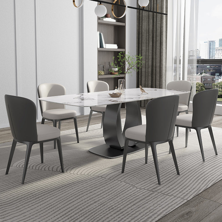 Modern 1/2/5/7 Pieces Rectangle Dining Set Sintered Stone Top Dinette Table Set Clearhalo 'Dining Room Sets' 'Dining Tables & Seating' 'dining_room_set' 'furn' 'furn_dining_room_set' 'Furniture' 'Kitchen & Dining Furniture' 6093737