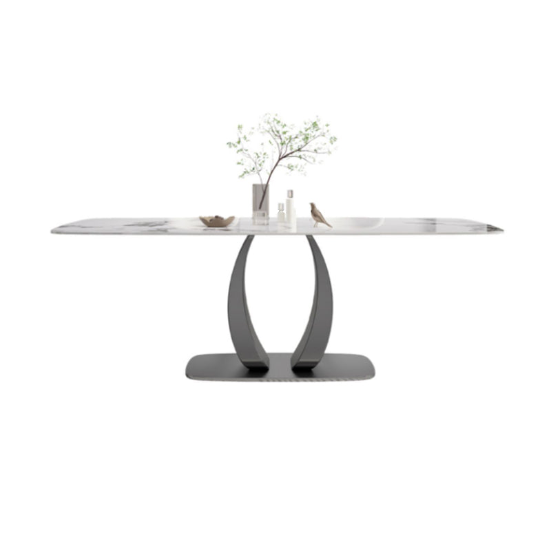 Modern 1/2/5/7 Pieces Rectangle Dining Set Sintered Stone Top Dinette Table Set Clearhalo 'Dining Room Sets' 'Dining Tables & Seating' 'dining_room_set' 'furn' 'furn_dining_room_set' 'Furniture' 'Kitchen & Dining Furniture' 6093739