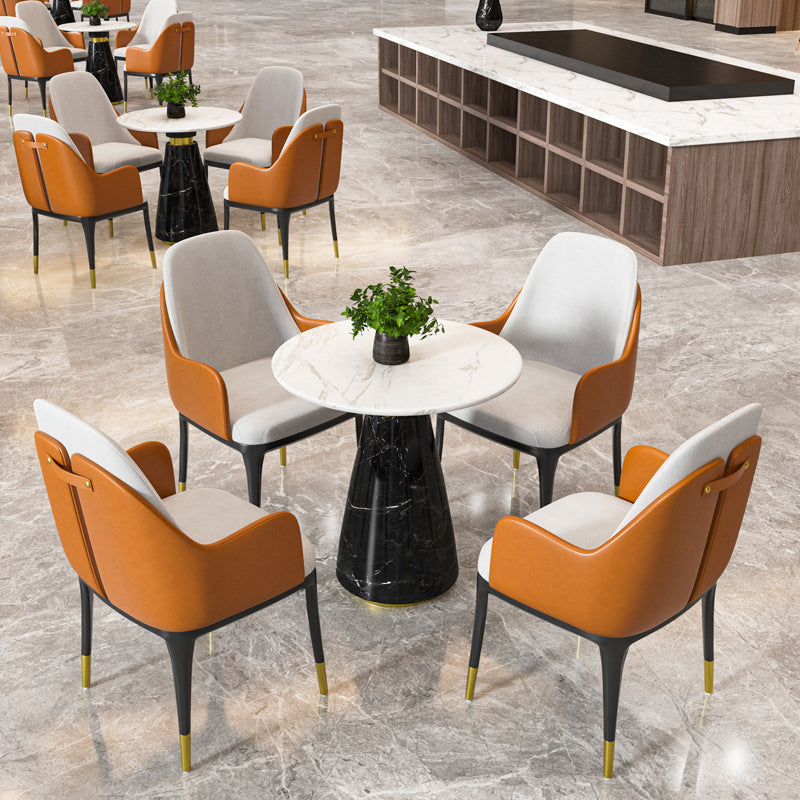 Glam Style Faux Marble Dining Set Round 1/4/5 Pieces Dining Set for Home Use 5 Pieces: Table, 4 Chairs Clearhalo 'Dining Room Sets' 'Dining Tables & Seating' 'dining_room_set' 'furn' 'furn_dining_room_set' 'Furniture' 'Kitchen & Dining Furniture' 6093762