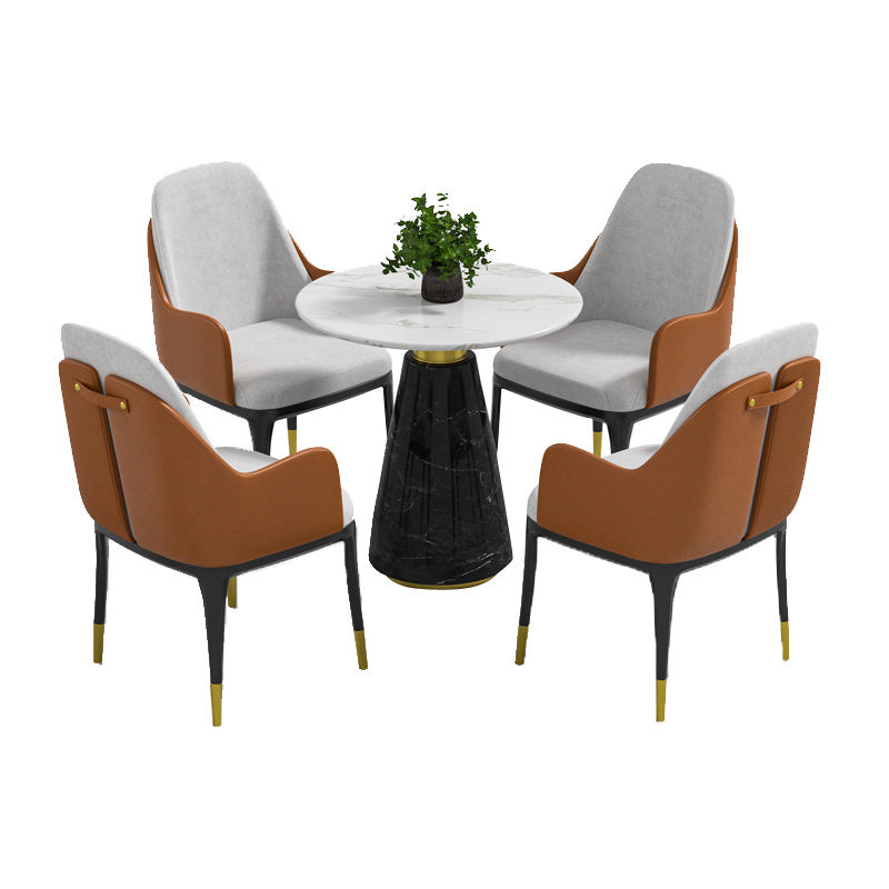 Glam Style Faux Marble Dining Set Round 1/4/5 Pieces Dining Set for Home Use Clearhalo 'Dining Room Sets' 'Dining Tables & Seating' 'dining_room_set' 'furn' 'furn_dining_room_set' 'Furniture' 'Kitchen & Dining Furniture' 6093765