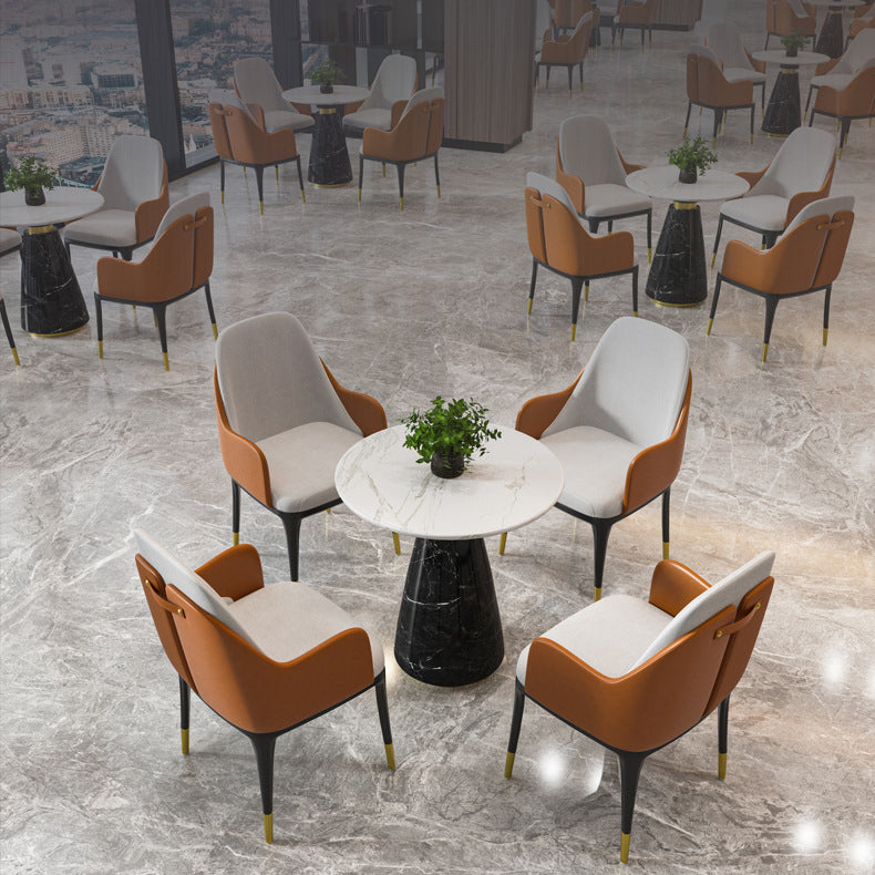Glam Style Faux Marble Dining Set Round 1/4/5 Pieces Dining Set for Home Use Clearhalo 'Dining Room Sets' 'Dining Tables & Seating' 'dining_room_set' 'furn' 'furn_dining_room_set' 'Furniture' 'Kitchen & Dining Furniture' 6093768