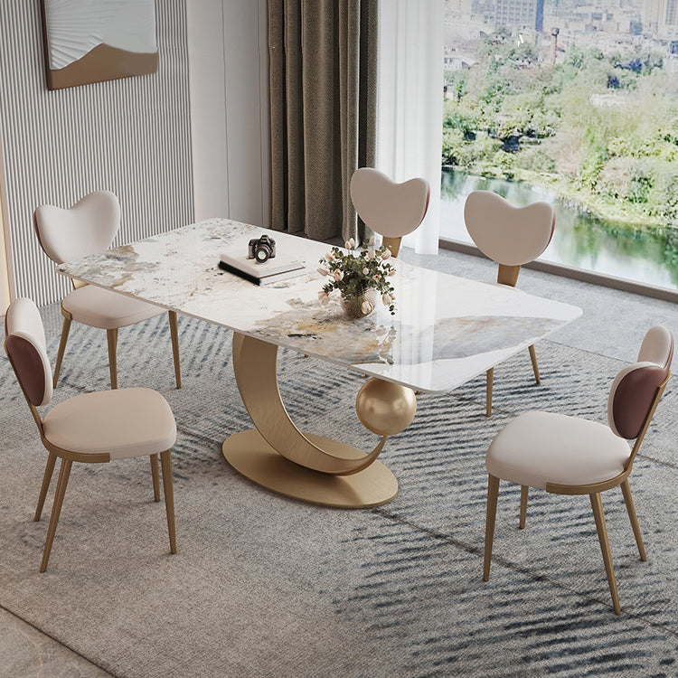 Luxurious 1/2/3/5/6/7 Pieces Rectangle Dining Set Sintered Stone Top Dinette Table Set