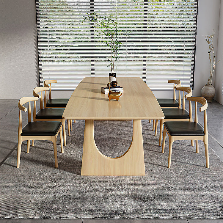 1/2/4/5/7 Pieces Rectangle Dining Set Solid Wood Dining Table with Wooden Chairs 7 Pieces: Table, 6 Chairs Clearhalo 'Dining Room Sets' 'Dining Tables & Seating' 'dining_room_set' 'furn' 'furn_dining_room_set' 'Furniture' 'Kitchen & Dining Furniture' 6093944