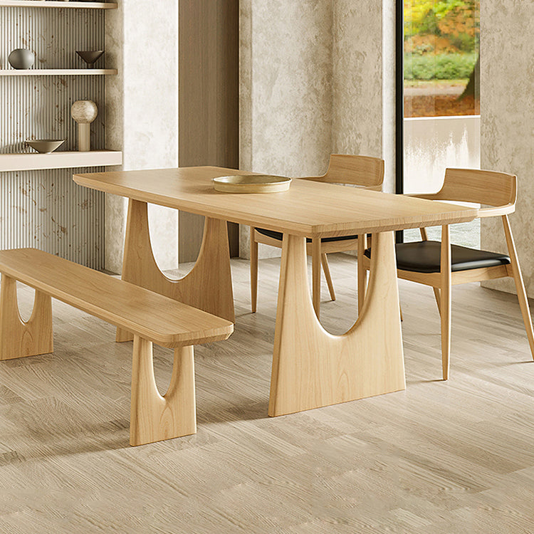 1/2/4/5/7 Pieces Rectangle Dining Set Solid Wood Dining Table with Wooden Chairs 4 Pieces: Table, 2 Chairs, 1 Bench Clearhalo 'Dining Room Sets' 'Dining Tables & Seating' 'dining_room_set' 'furn' 'furn_dining_room_set' 'Furniture' 'Kitchen & Dining Furniture' 6093948