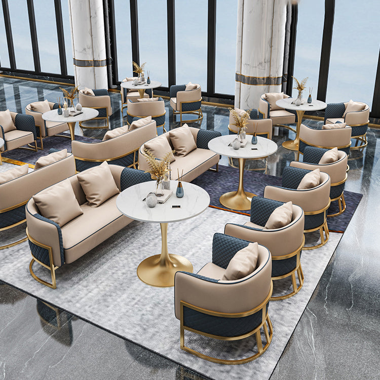 Glam Style Sintered Stone Dining Set Round 1/4/5 Pieces Dining Table Set for Home Use