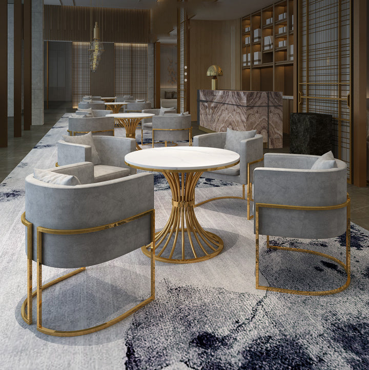 Glam Style Sintered Stone Dining Set Round 1/5 Pieces Dining Table Set for Home Use