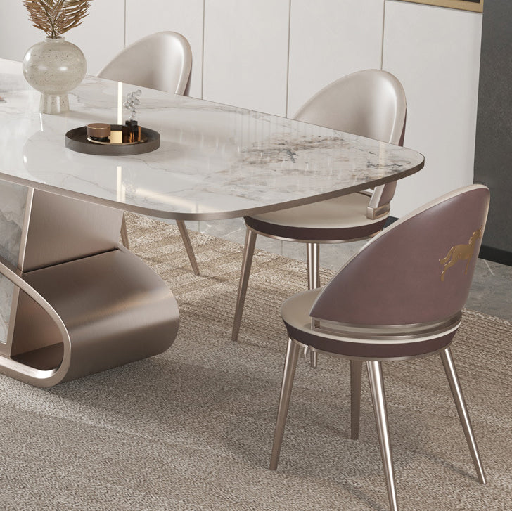 Designer Style 1/4/5/6/7/9 Pieces Dining Table Set Rectangle Sintered Stone Top Table Set Clearhalo 'Dining Room Sets' 'Dining Tables & Seating' 'dining_room_set' 'furn' 'furn_dining_room_set' 'Furniture' 'Kitchen & Dining Furniture' 6094079