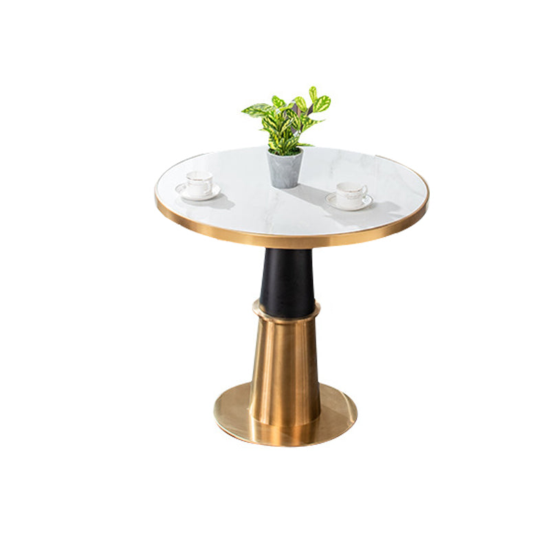 Round 1/5 Pieces Dining Set Glam Style Faux Marble Dining Set for Home Use White 31"L x 31"W Clearhalo 'Dining Room Sets' 'Dining Tables & Seating' 'dining_room_set' 'furn' 'furn_dining_room_set' 'Furniture' 'Kitchen & Dining Furniture' 6094104