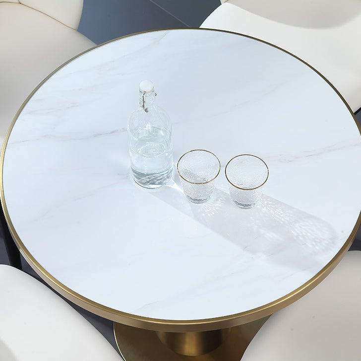 Round 1/5 Pieces Dining Set Glam Style Faux Marble Dining Set for Home Use Clearhalo 'Dining Room Sets' 'Dining Tables & Seating' 'dining_room_set' 'furn' 'furn_dining_room_set' 'Furniture' 'Kitchen & Dining Furniture' 6094109