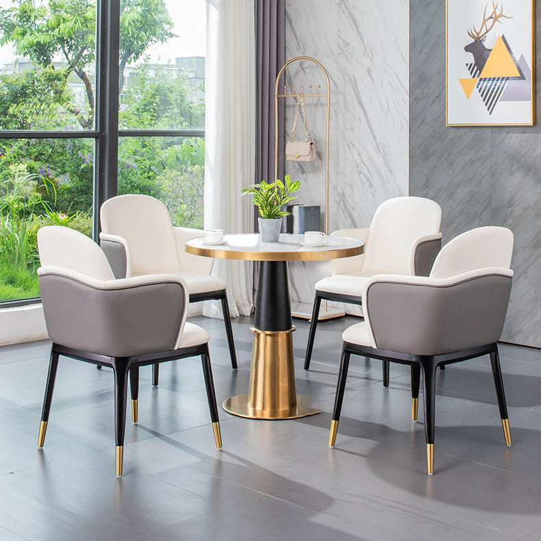 Round 1/5 Pieces Dining Set Glam Style Faux Marble Dining Set for Home Use Clearhalo 'Dining Room Sets' 'Dining Tables & Seating' 'dining_room_set' 'furn' 'furn_dining_room_set' 'Furniture' 'Kitchen & Dining Furniture' 6094112