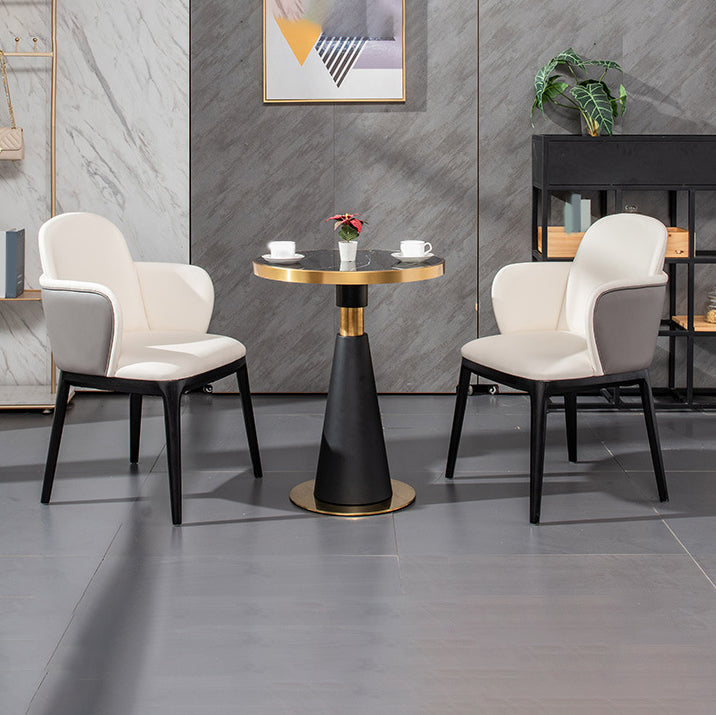 Round 1/5 Pieces Dining Set Glam Style Faux Marble Dining Set for Home Use Clearhalo 'Dining Room Sets' 'Dining Tables & Seating' 'dining_room_set' 'furn' 'furn_dining_room_set' 'Furniture' 'Kitchen & Dining Furniture' 6094113